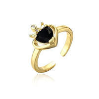 Thumbnail for Chic CZ Inlaid Crown Heart Open Ring - ArtGalleryZen