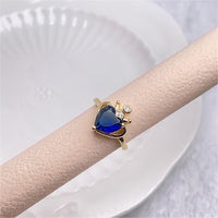 Thumbnail for Chic CZ Inlaid Crown Heart Open Ring - ArtGalleryZen