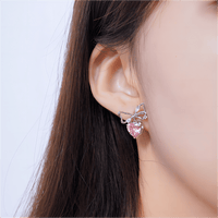 Thumbnail for Chic CZ Inlaid Crystal Bowknot Heart Dangle Earrings - ArtGalleryZen