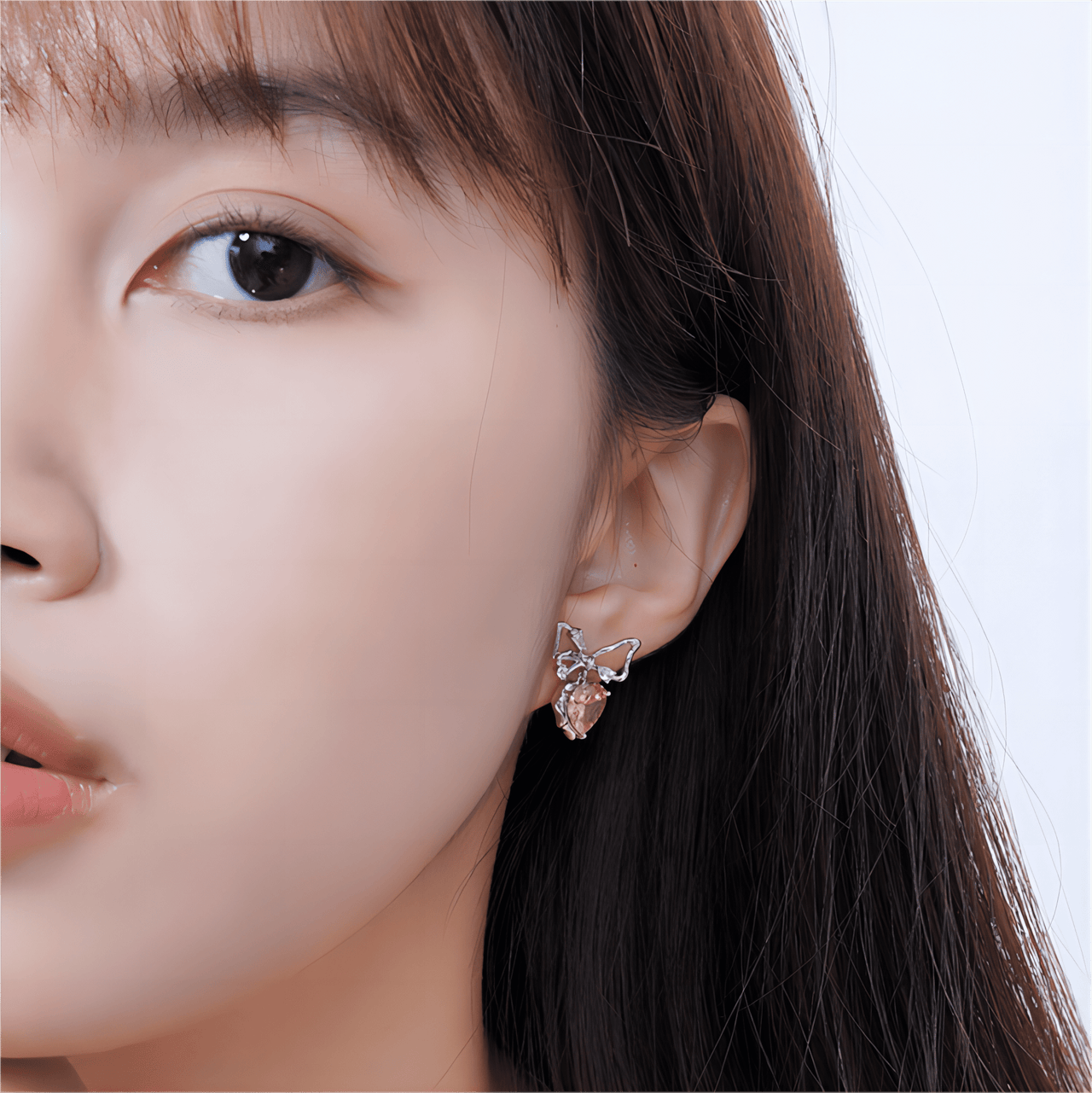 Chic CZ Inlaid Crystal Bowknot Heart Dangle Earrings - ArtGalleryZen