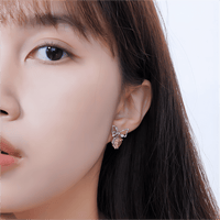 Thumbnail for Chic CZ Inlaid Crystal Bowknot Heart Dangle Earrings - ArtGalleryZen
