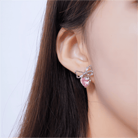 Thumbnail for Chic CZ Inlaid Crystal Bowknot Heart Dangle Earrings - ArtGalleryZen