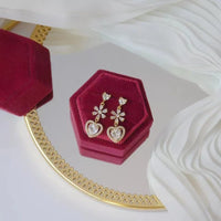 Thumbnail for Chic CZ Inlaid Crystal Floral Heart Dangle Earrings - ArtGalleryZen