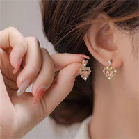 Thumbnail for Chic CZ Inlaid Crystal Floral Hollow Heart Earrings - ArtGalleryZen
