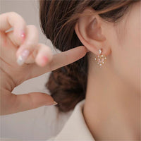 Thumbnail for Chic CZ Inlaid Crystal Floral Hollow Heart Earrings - ArtGalleryZen