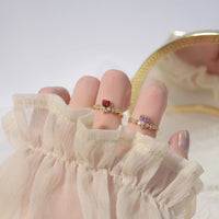 Thumbnail for Chic CZ Inlaid Crystal Heart Arrow Of Love Double Ring Floral Ring Set - ArtGalleryZen