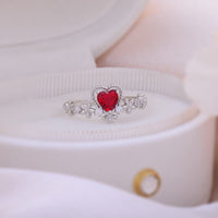 Thumbnail for Chic CZ Inlaid Crystal Heart Arrow Of Love Double Ring Floral Ring Set - ArtGalleryZen