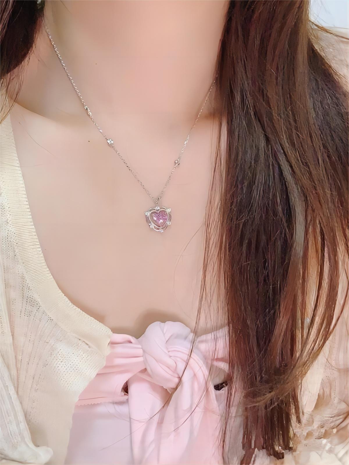 Chic CZ Inlaid Crystal Heart Necklace - ArtGalleryZen