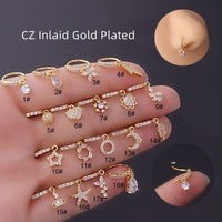 Thumbnail for Chic CZ Inlaid Dangle Nose Piercing Hoop Nose Ring - ArtGalleryZen
