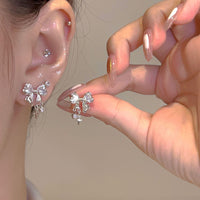 Thumbnail for Chic CZ Inlaid Dangle Star Crystal Butterfly Bowknot Earrings - ArtGalleryZen