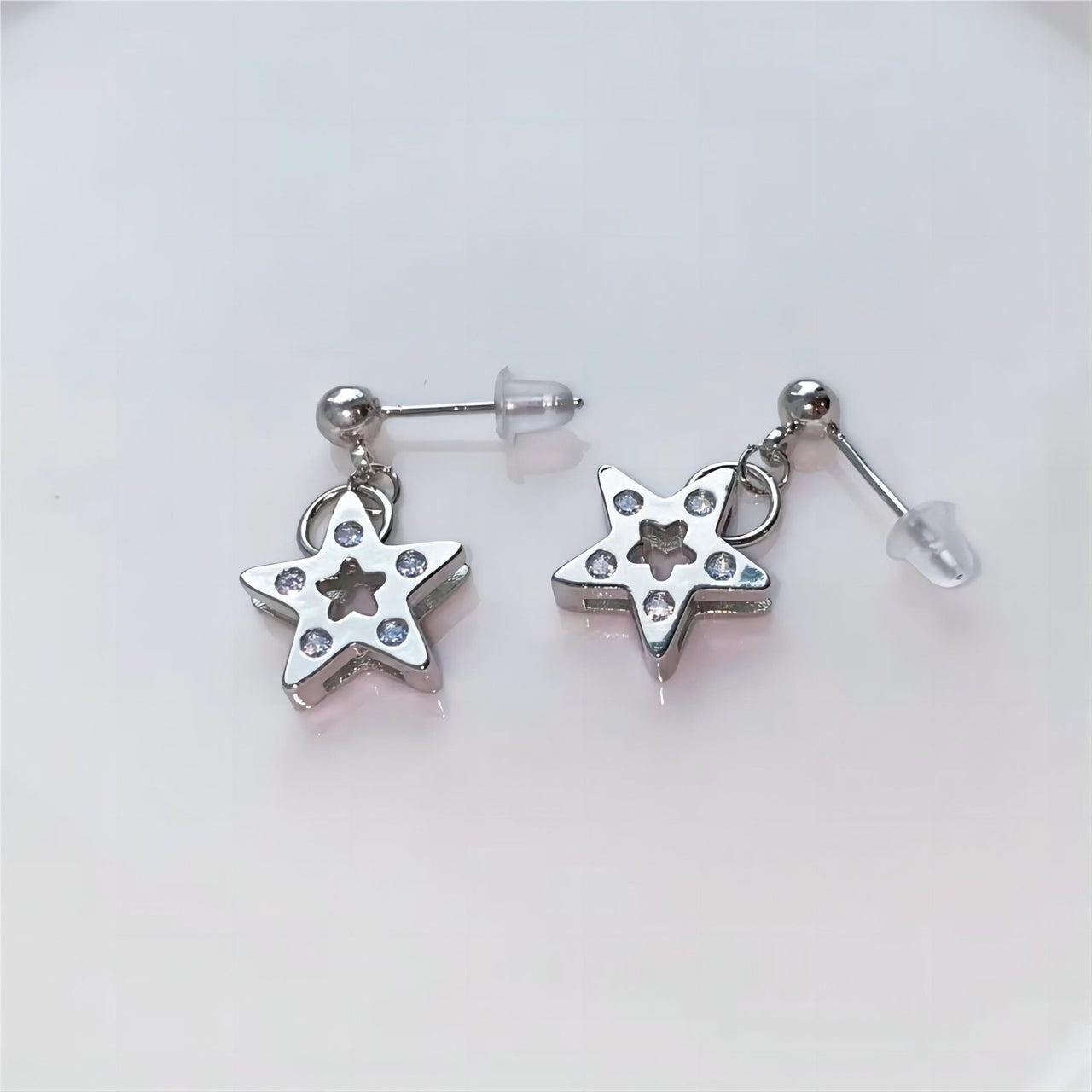 Chic CZ Inlaid Dangle Star Earrings - ArtGalleryZen