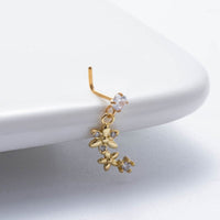 Thumbnail for Chic CZ Inlaid Dangling Crown Floral Stainless Steel Nose Piercing Nose Stud - ArtGalleryZen