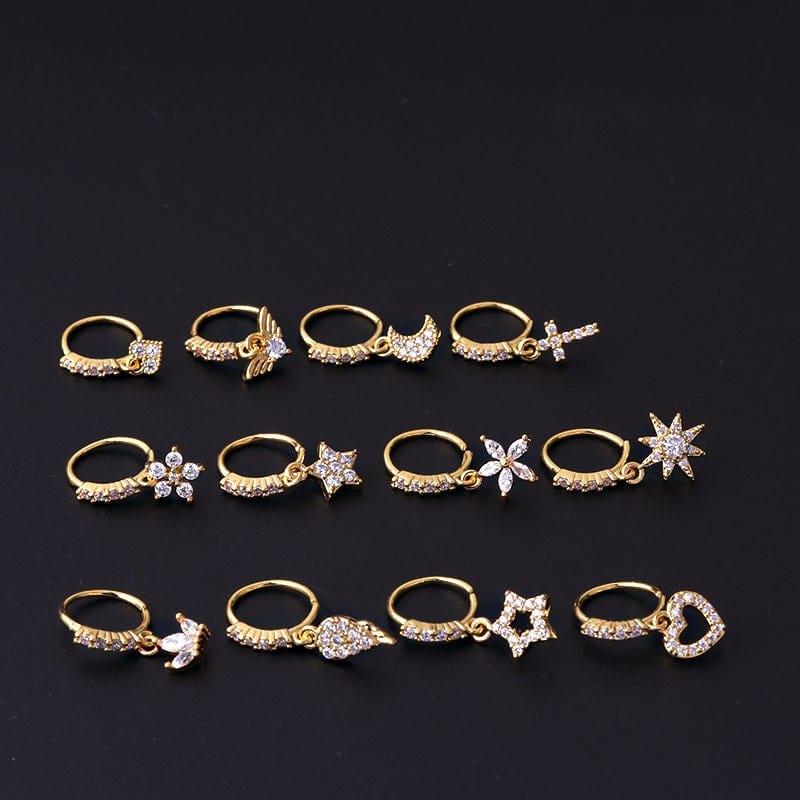 Chic CZ Inlaid Dangling Nose Piercing Nose Hoop - ArtGalleryZen