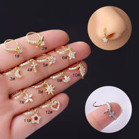 Thumbnail for Chic CZ Inlaid Dangling Nose Piercing Nose Hoop - ArtGalleryZen