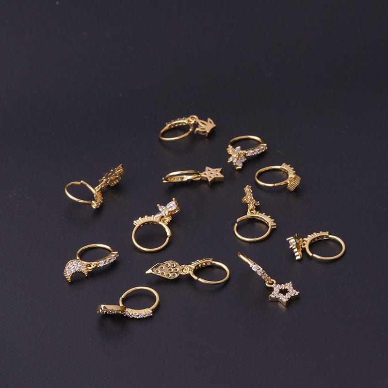 Chic CZ Inlaid Dangling Nose Piercing Nose Hoop - ArtGalleryZen