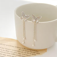 Thumbnail for Chic CZ Inlaid Detachable Butterfly Tassel Earrings - ArtGalleryZen