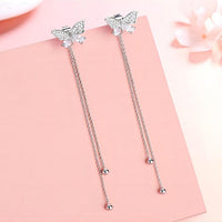 Thumbnail for Chic CZ Inlaid Detachable Butterfly Tassel Earrings - ArtGalleryZen