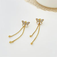 Thumbnail for Chic CZ Inlaid Detachable Butterfly Tassel Earrings - ArtGalleryZen