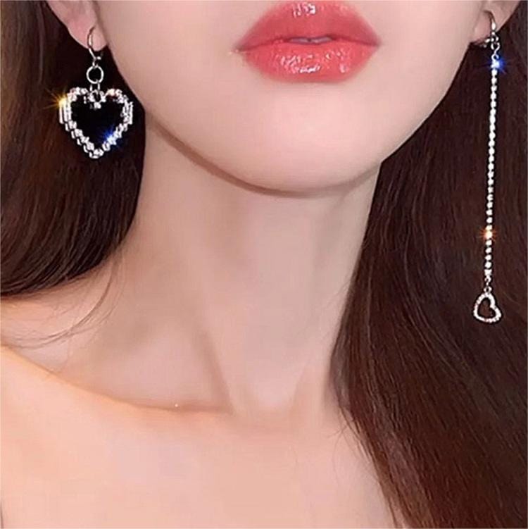 Chic CZ Inlaid Detachable Heart Earrings Necklace - ArtGalleryZen