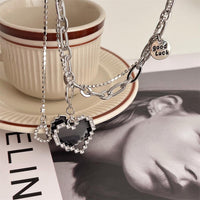 Thumbnail for Chic CZ Inlaid Detachable Heart Earrings Necklace - ArtGalleryZen