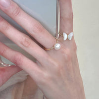Thumbnail for Chic CZ Inlaid Enamel Butterfly Fritillaria Open Ring - ArtGalleryZen