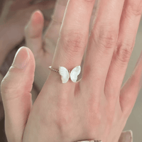 Thumbnail for Chic CZ Inlaid Enamel Butterfly Fritillaria Open Ring - ArtGalleryZen