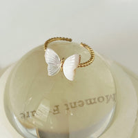 Thumbnail for Chic CZ Inlaid Enamel Butterfly Fritillaria Open Ring - ArtGalleryZen