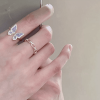 Thumbnail for Chic CZ Inlaid Enamel Butterfly Fritillaria Open Ring - ArtGalleryZen