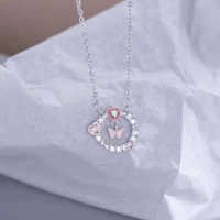 Thumbnail for Chic CZ Inlaid Enamel Butterfly Heart Ring Necklace - ArtGalleryZen