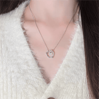 Thumbnail for Chic CZ Inlaid Enamel Butterfly Heart Ring Necklace - ArtGalleryZen