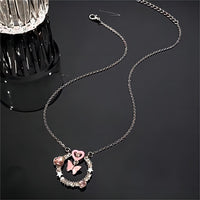 Thumbnail for Chic CZ Inlaid Enamel Butterfly Heart Ring Necklace - ArtGalleryZen