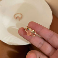 Thumbnail for Chic CZ Inlaid Enamel Floral Opal Heart Ring - ArtGalleryZen