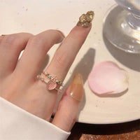 Thumbnail for Chic CZ Inlaid Enamel Floral Opal Heart Ring - ArtGalleryZen