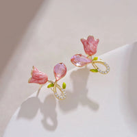 Thumbnail for Chic CZ Inlaid Enamel Tulip Earrings - ArtGalleryZen