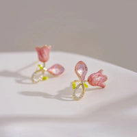 Thumbnail for Chic CZ Inlaid Enamel Tulip Earrings - ArtGalleryZen