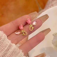 Thumbnail for Chic CZ Inlaid Enamel Tulip Earrings - ArtGalleryZen