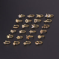 Thumbnail for Chic CZ Inlaid Floral Butterfly Heart Star Non Piercing Ear Nose Cuff - ArtGalleryZen