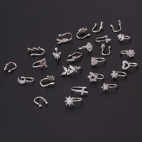 Thumbnail for Chic CZ Inlaid Floral Butterfly Heart Star Non Piercing Ear Nose Cuff - ArtGalleryZen