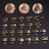 Thumbnail for Chic CZ Inlaid Floral Heart Evil Eye Moon Star Non Piercing Nose Cuff - ArtGalleryZen