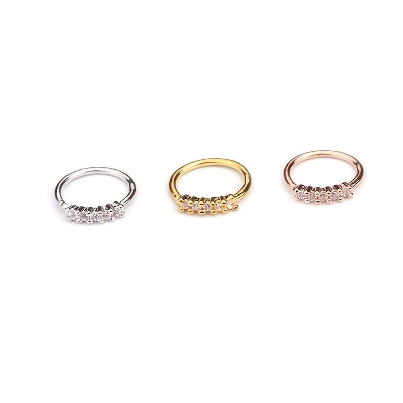 Chic CZ Inlaid Floral Stone Nose Piercing Nose Hoop - ArtGalleryZen