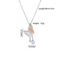 Thumbnail for Chic CZ Inlaid Gradient Butterfly Pearl Pendant Cable Chain Necklace - ArtGalleryZen