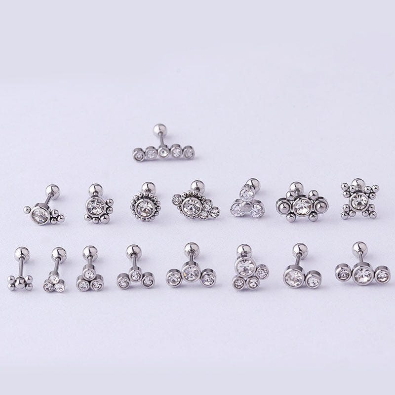 Chic CZ Inlaid Helix Piercing Stud Earring - ArtGalleryZen