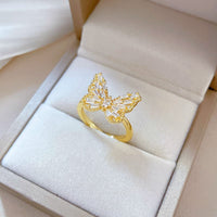 Thumbnail for Chic CZ Inlaid Hollowed-out Butterfly Ring - ArtGalleryZen