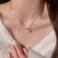 Thumbnail for Chic CZ Inlaid Natural Pearl Shell Butterfly Floral Necklace - ArtGalleryZen