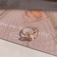 Thumbnail for Chic CZ Inlaid Natural Pearl Shell Duo Butterfly Ring - ArtGalleryZen