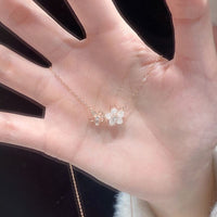 Thumbnail for Chic CZ Inlaid Natural Pearl Shell Duo Cherry Blossom Necklace - ArtGalleryZen
