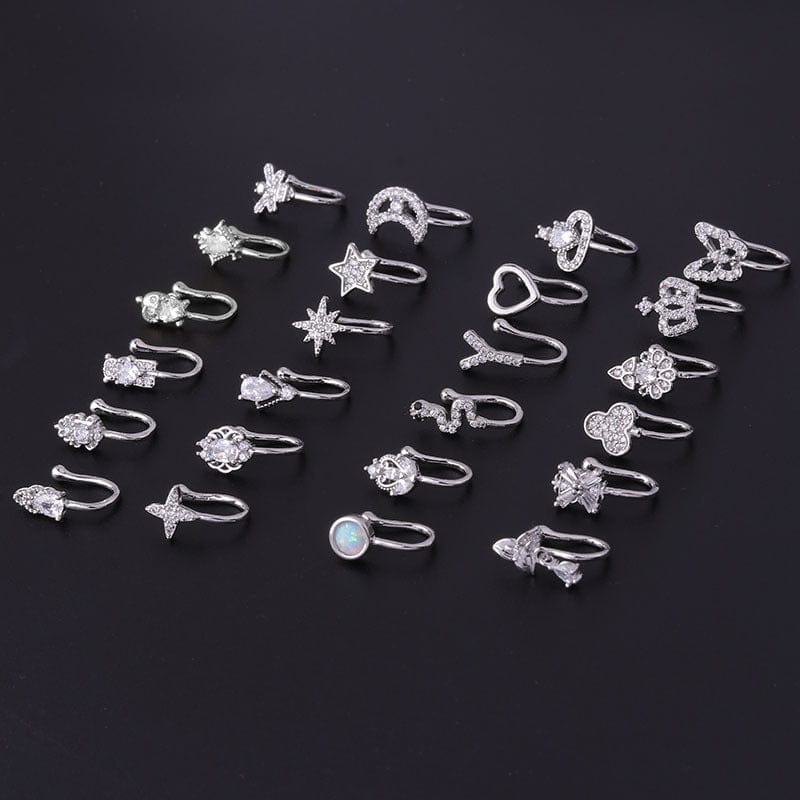 Chic CZ Inlaid Non Piercing Adjustable Nose Ring - ArtGalleryZen