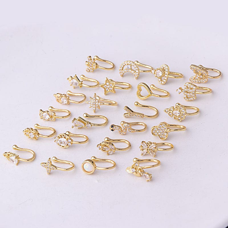 Chic CZ Inlaid Non Piercing Adjustable Nose Ring - ArtGalleryZen