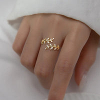 Thumbnail for Chic CZ Inlaid Olive Branch Ring - ArtGalleryZen