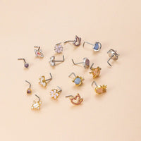 Thumbnail for Chic CZ Inlaid Opal Astronaut Alien Floral Heart Nose Piercing Nose Stud - ArtGalleryZen